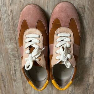 Pink and Brown Suede Sneakers